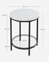 VASAGLE Beistelltisch rund Spanplatte weiß 45,0 x 45,0 x 55,0 cm, 1 St.