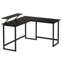 VASAGLE Schreibtisch schwarz L-Form, O-Fuß-Gestell...
