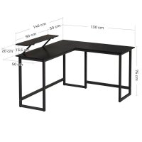 VASAGLE Schreibtisch schwarz L-Form, O-Fuß-Gestell...