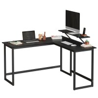 VASAGLE Schreibtisch schwarz L-Form, O-Fuß-Gestell schwarz 130,0 / 140,0 x 50,0 cm