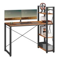 VASAGLE Schreibtisch braun rechteckig, 4-Fuß-Gestell schwarz 120,0 x 56,0 cm