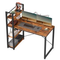 VASAGLE Schreibtisch braun rechteckig, 4-Fuß-Gestell schwarz 120,0 x 56,0 cm
