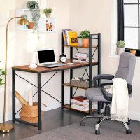 VASAGLE Schreibtisch braun rechteckig, 4-Fuß-Gestell schwarz 120,0 x 56,0 cm