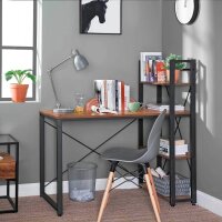 VASAGLE Schreibtisch braun rechteckig, 4-Fuß-Gestell schwarz 120,0 x 56,0 cm