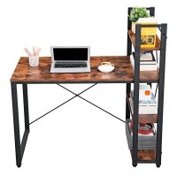 VASAGLE Schreibtisch braun rechteckig, 4-Fuß-Gestell schwarz 120,0 x 56,0 cm
