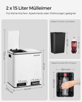 SONGMICS Mülltrenner 2x 15,0 l weiß, 1 St.