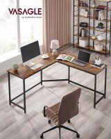 VASAGLE Schreibtisch braun L-Form, O-Fuß-Gestell schwarz 149,0 x 50,0 cm