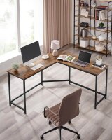 VASAGLE Schreibtisch braun L-Form, O-Fuß-Gestell schwarz 149,0 x 50,0 cm