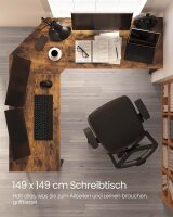 VASAGLE Schreibtisch braun L-Form, O-Fuß-Gestell schwarz 149,0 x 50,0 cm