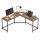 VASAGLE Schreibtisch braun L-Form, O-Fuß-Gestell schwarz 149,0 x 50,0 cm