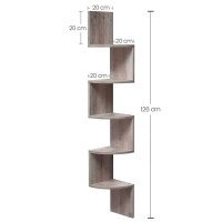 VASAGLE Eckregal greige 20,0 x 20,0 x 126,0 cm, 1 St.