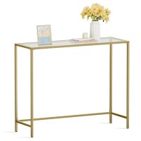 VASAGLE Konsolentisch rechteckig Glas gold 100,0 x 35,0 x...