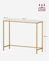 VASAGLE Konsolentisch rechteckig Glas gold 100,0 x 35,0 x 80,0 cm, 1 St.