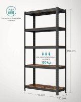 SONGMICS Schwerlastregal GLR030B01 schwarz 75,0 x 30,0 x 150,0 cm