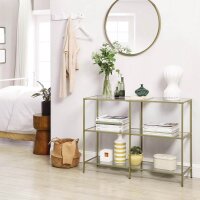 VASAGLE Konsolentisch rechteckig Glas gold 100,0 x 30,0 x 73,0 cm, 1 St.