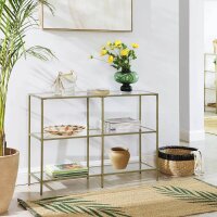 VASAGLE Konsolentisch rechteckig Glas gold 100,0 x 30,0 x 73,0 cm, 1 St.