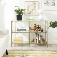 VASAGLE Konsolentisch rechteckig Glas gold 100,0 x 30,0 x 73,0 cm, 1 St.