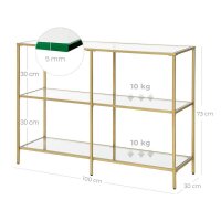 VASAGLE Konsolentisch rechteckig Glas gold 100,0 x 30,0 x 73,0 cm, 1 St.