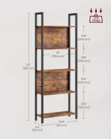 VASAGLE Bücherregal braun, schwarz 62,0 x 24,0 x 165,0 cm, 1 St.