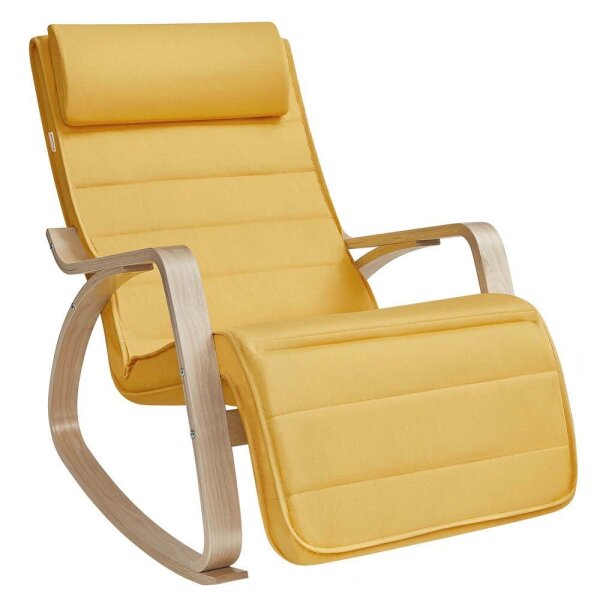 SONGMICS Schaukelstuhl gelb braun Stoff 67,0 x 121,5 x 84,0 cm, 1 St.