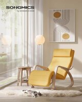 SONGMICS Schaukelstuhl gelb braun Stoff 67,0 x 121,5 x...
