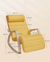 SONGMICS Schaukelstuhl gelb braun Stoff 67,0 x 121,5 x 84,0 cm, 1 St.