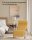SONGMICS Schaukelstuhl gelb braun Stoff 67,0 x 121,5 x 84,0 cm, 1 St.
