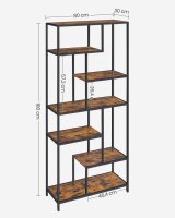 VASAGLE Bücherregal braun, schwarz 80,0 x 30,0 x 180,0 cm, 1 St.