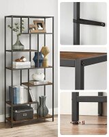 VASAGLE Bücherregal braun, schwarz 80,0 x 30,0 x 180,0 cm, 1 St.