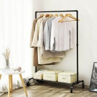 SONGMICS Rollgarderobe schwarz Metall 100,0 x 163,0 cm, 1 St.