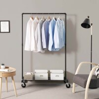 SONGMICS Rollgarderobe schwarz Metall 100,0 x 163,0 cm, 1 St.