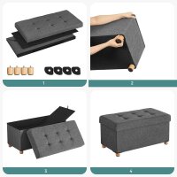 SONGMICS Sitztruhe LSF16GYZ dunkelgrau Stoff 76,0 cm