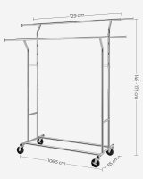 SONGMICS Rollgarderobe HSR12SV1 schwarz Metall 129,0 - 169,0 x 148,0 - 172,0 cm, 1 St.