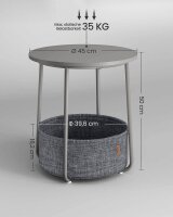 VASAGLE Beistelltisch rund Spanplatte dunkelgrau 45,0 x 45,0 x 50,0 cm, 1 St.
