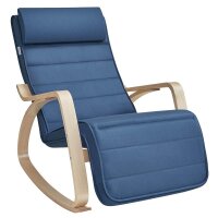SONGMICS Schaukelstuhl blau braun Stoff 67,0 x 121,5 x...
