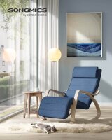 SONGMICS Schaukelstuhl blau braun Stoff 67,0 x 121,5 x...
