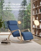 SONGMICS Schaukelstuhl blau braun Stoff 67,0 x 121,5 x 84,0 cm, 1 St.