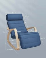 SONGMICS Schaukelstuhl blau braun Stoff 67,0 x 121,5 x 84,0 cm, 1 St.