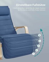 SONGMICS Schaukelstuhl blau braun Stoff 67,0 x 121,5 x 84,0 cm, 1 St.