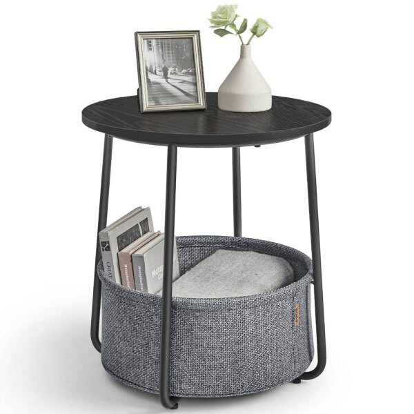 VASAGLE Beistelltisch rund Spanplatte schwarz, grau 45,0 x 45,0 x 50,0 cm, 1 St.