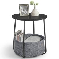 VASAGLE Beistelltisch rund Spanplatte schwarz, grau 45,0...