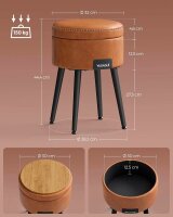 VASAGLE Wohnzimmer-Hocker mit Stauraum LOM005K01 braun Kunstleder, 1 St.