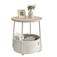 VASAGLE Beistelltisch rund Spanplatte creme 45,0 x 45,0 x...