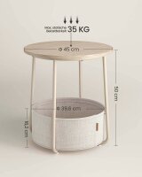 VASAGLE Beistelltisch rund Spanplatte creme 45,0 x 45,0 x 50,0 cm, 1 St.