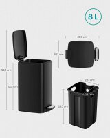 SONGMICS Mülleimer 8,0 l schwarz, 1 St.