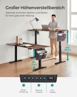 SONGMICS elektrisch höhenverstellbarer Schreibtisch braun rechteckig, C-Fuß-Gestell schwarz 160,0 x 60,0 cm