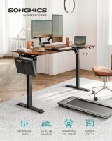 SONGMICS elektrisch höhenverstellbarer Schreibtisch braun rechteckig, C-Fuß-Gestell schwarz 160,0 x 60,0 cm