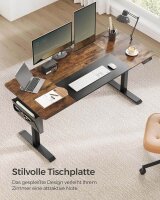 SONGMICS elektrisch höhenverstellbarer Schreibtisch braun rechteckig, C-Fuß-Gestell schwarz 160,0 x 60,0 cm