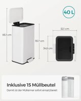 SONGMICS Mülleimer 40,0 l weiß, 1 St.