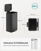 SONGMICS Mülleimer 40,0 l schwarz, 1 St.